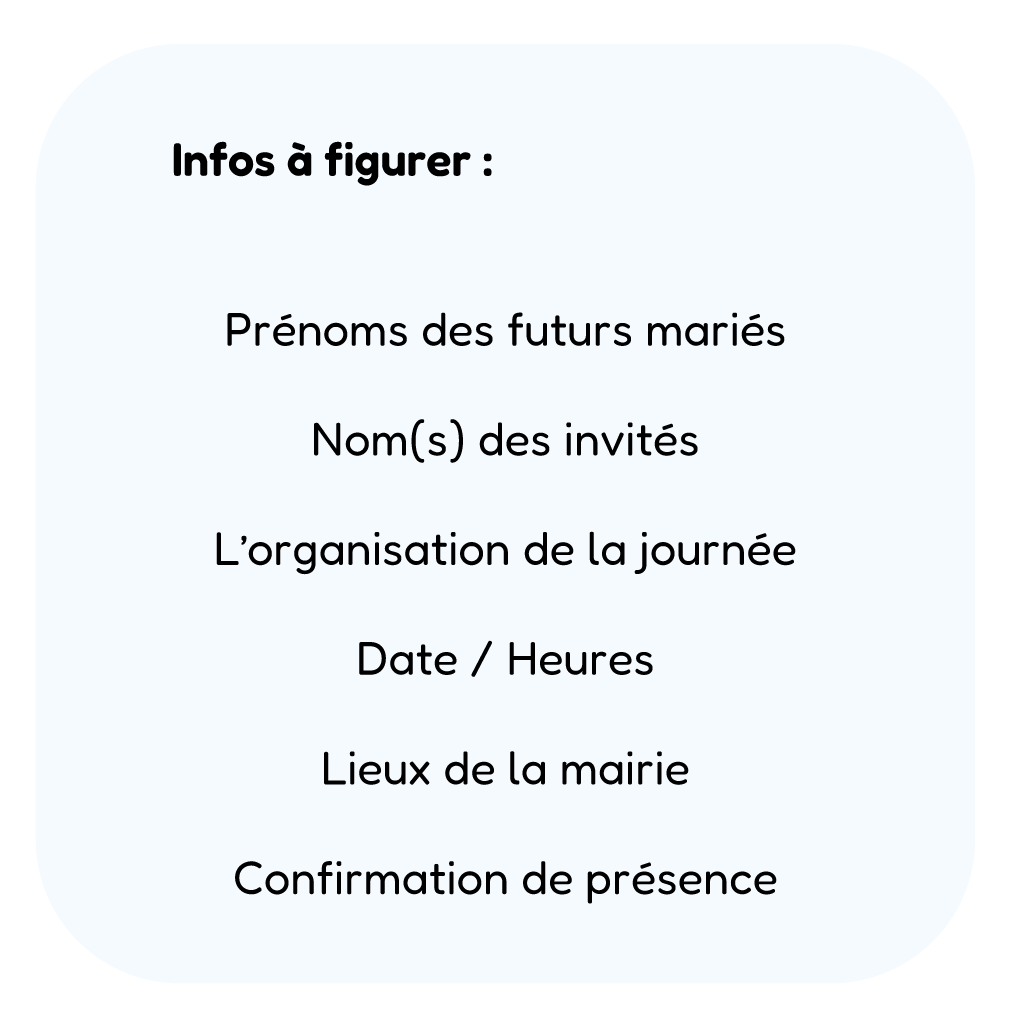 Faire-part mariage infos à figurer FB Graphiste