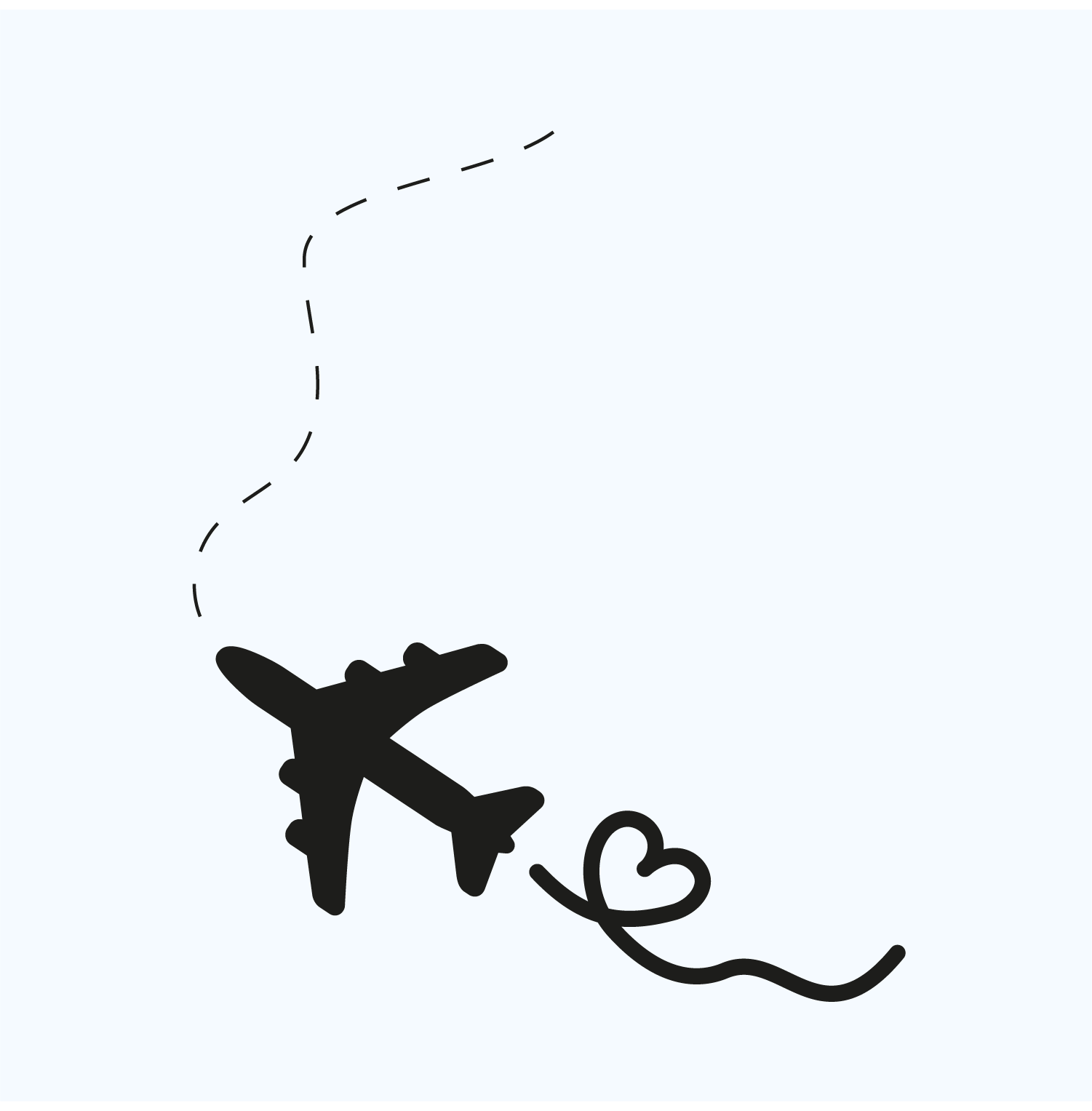 illustration avion coeur chemin traits FB Graphiste